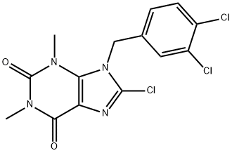 8-chloro-9-(3,4-dichlorobenzyl)-1,3-dimethyl-3,9-dihydro-1H-purine-2,6-dione Struktur