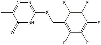 6-methyl-3-[(2,3,4,5,6-pentafluorobenzyl)sulfanyl]-1,2,4-triazin-5(4H)-one Struktur