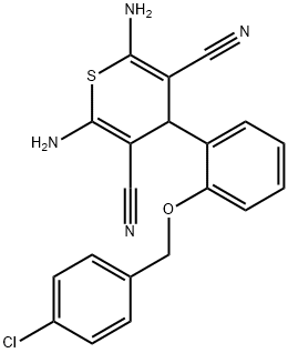 2,6-diamino-4-{2-[(4-chlorobenzyl)oxy]phenyl}-4H-thiopyran-3,5-dicarbonitrile Structure