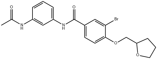 N-[3-(acetylamino)phenyl]-3-bromo-4-(tetrahydro-2-furanylmethoxy)benzamide Struktur