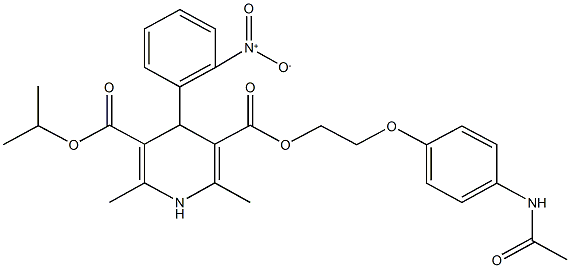 3-{2-[4-(acetylamino)phenoxy]ethyl} 5-isopropyl 4-{2-nitrophenyl}-2,6-dimethyl-1,4-dihydro-3,5-pyridinedicarboxylate Struktur
