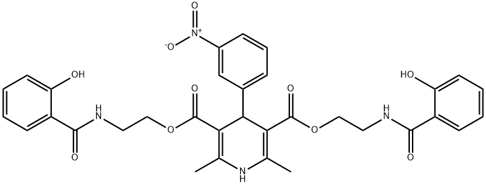 bis{2-[(2-hydroxybenzoyl)amino]ethyl} 4-{3-nitrophenyl}-2,6-dimethyl-1,4-dihydro-3,5-pyridinedicarboxylate|