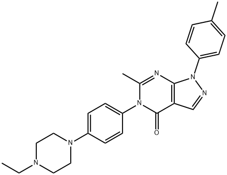 931363-67-6 5-[4-(4-ethyl-1-piperazinyl)phenyl]-6-methyl-1-(4-methylphenyl)-1,5-dihydro-4H-pyrazolo[3,4-d]pyrimidin-4-one