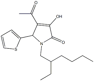 4-acetyl-1-(2-ethylhexyl)-3-hydroxy-5-(2-thienyl)-1,5-dihydro-2H-pyrrol-2-one Struktur