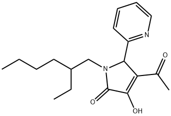 4-acetyl-1-(2-ethylhexyl)-3-hydroxy-5-(2-pyridinyl)-1,5-dihydro-2H-pyrrol-2-one Struktur