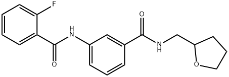 2-fluoro-N-(3-{[(tetrahydro-2-furanylmethyl)amino]carbonyl}phenyl)benzamide Structure
