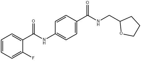 2-fluoro-N-(4-{[(tetrahydro-2-furanylmethyl)amino]carbonyl}phenyl)benzamide 化学構造式