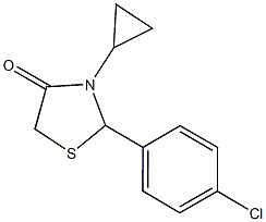 2-(4-chlorophenyl)-3-cyclopropyl-1,3-thiazolidin-4-one,942359-05-9,结构式