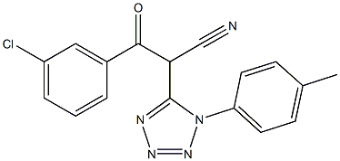 3-(3-chlorophenyl)-2-[1-(4-methylphenyl)-1H-tetraazol-5-yl]-3-oxopropanenitrile Struktur