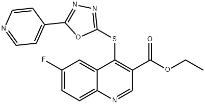 ethyl 6-fluoro-4-{[5-(4-pyridinyl)-1,3,4-oxadiazol-2-yl]sulfanyl}-3-quinolinecarboxylate Struktur