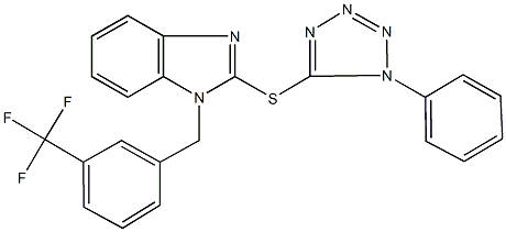 2-[(1-phenyl-1H-tetraazol-5-yl)sulfanyl]-1-[3-(trifluoromethyl)benzyl]-1H-benzimidazole Struktur