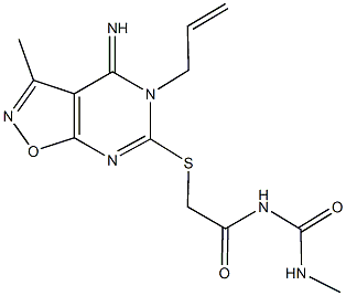 N-{[(5-allyl-4-imino-3-methyl-4,5-dihydroisoxazolo[5,4-d]pyrimidin-6-yl)sulfanyl]acetyl}-N'-methylurea Structure