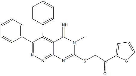 2-[(5-imino-6-methyl-3,4-diphenyl-5,6-dihydropyrimido[4,5-c]pyridazin-7-yl)sulfanyl]-1-(2-thienyl)ethanone|