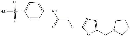 N-[4-(aminosulfonyl)phenyl]-2-{[5-(1-pyrrolidinylmethyl)-1,3,4-oxadiazol-2-yl]sulfanyl}acetamide Struktur