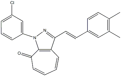 1-(3-chlorophenyl)-3-[2-(3,4-dimethylphenyl)vinyl]cyclohepta[c]pyrazol-8(1H)-one Struktur