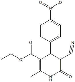 ethyl 5-cyano-4-{4-nitrophenyl}-2-methyl-6-oxo-1,4,5,6-tetrahydropyridine-3-carboxylate Struktur