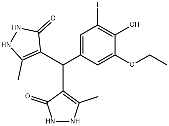 4-[(3-ethoxy-4-hydroxy-5-iodophenyl)(5-hydroxy-3-methyl-1H-pyrazol-4-yl)methyl]-3-methyl-1H-pyrazol-5-ol,956757-00-9,结构式