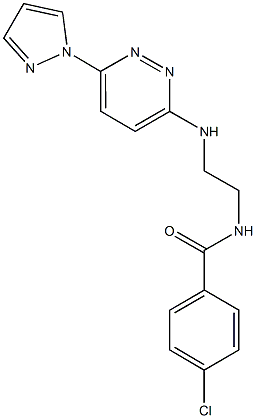4-chloro-N-(2-{[6-(1H-pyrazol-1-yl)-3-pyridazinyl]amino}ethyl)benzamide Structure