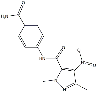 N-[4-(aminocarbonyl)phenyl]-4-nitro-1,3-dimethyl-1H-pyrazole-5-carboxamide Structure