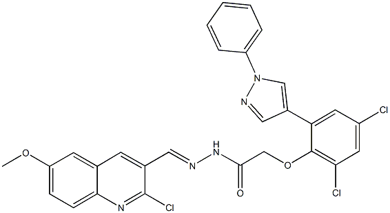 N'-[(2-chloro-6-methoxy-3-quinolinyl)methylene]-2-[2,4-dichloro-6-(1-phenyl-1H-pyrazol-4-yl)phenoxy]acetohydrazide Structure
