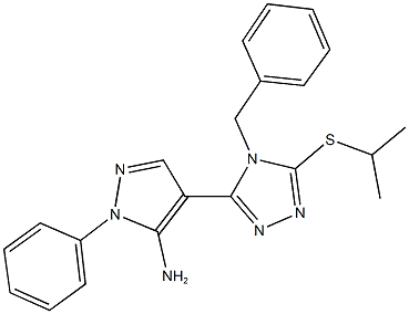 4-[4-benzyl-5-(isopropylthio)-4H-1,2,4-triazol-3-yl]-1-phenyl-1H-pyrazol-5-amine,957484-41-2,结构式