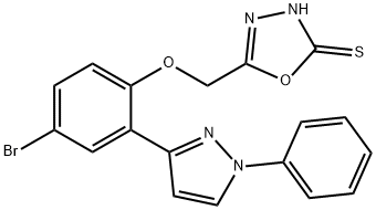 957488-14-1 5-{[4-bromo-2-(1-phenyl-1H-pyrazol-3-yl)phenoxy]methyl}-1,3,4-oxadiazol-2-yl hydrosulfide