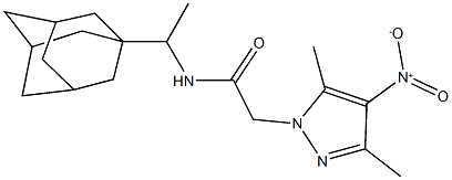 N-[1-(1-adamantyl)ethyl]-2-{4-nitro-3,5-dimethyl-1H-pyrazol-1-yl}acetamide Struktur