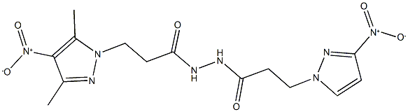 N'-(3-{4-nitro-3,5-dimethyl-1H-pyrazol-1-yl}propanoyl)-3-{3-nitro-1H-pyrazol-1-yl}propanohydrazide,957490-23-2,结构式