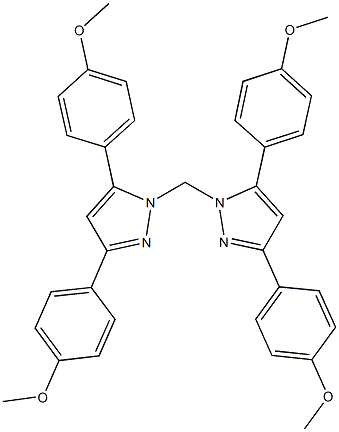 1-{[3,5-bis(4-methoxyphenyl)-1H-pyrazol-1-yl]methyl}-3,5-bis(4-methoxyphenyl)-1H-pyrazole Struktur