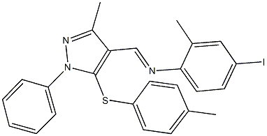 N-(4-iodo-2-methylphenyl)-N-({3-methyl-5-[(4-methylphenyl)sulfanyl]-1-phenyl-1H-pyrazol-4-yl}methylene)amine,957491-51-9,结构式