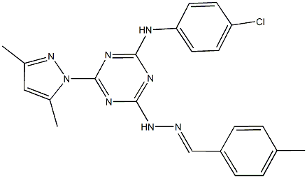 4-methylbenzaldehyde [4-(4-chloroanilino)-6-(3,5-dimethyl-1H-pyrazol-1-yl)-1,3,5-triazin-2-yl]hydrazone Structure