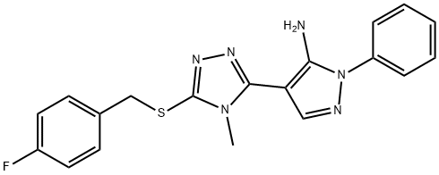4-{5-[(4-fluorobenzyl)sulfanyl]-4-methyl-4H-1,2,4-triazol-3-yl}-1-phenyl-1H-pyrazol-5-ylamine Structure