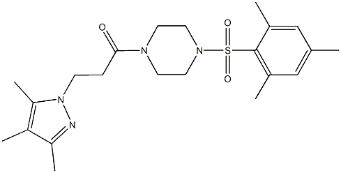 1-(mesitylsulfonyl)-4-[3-(3,4,5-trimethyl-1H-pyrazol-1-yl)propanoyl]piperazine 结构式