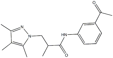 N-(3-acetylphenyl)-2-methyl-3-(3,4,5-trimethyl-1H-pyrazol-1-yl)propanamide Structure