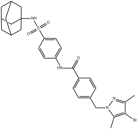 N-{4-[(1-adamantylamino)sulfonyl]phenyl}-4-[(4-bromo-3,5-dimethyl-1H-pyrazol-1-yl)methyl]benzamide Structure