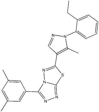 3-(3,5-dimethylphenyl)-6-[1-(2-ethylphenyl)-5-methyl-1H-pyrazol-4-yl][1,2,4]triazolo[3,4-b][1,3,4]thiadiazole Struktur