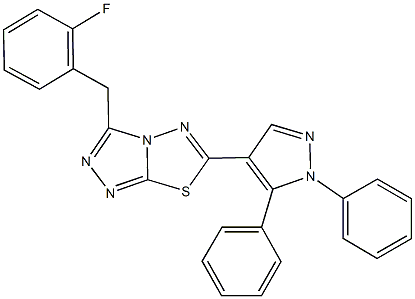 957498-68-9 6-(1,5-diphenyl-1H-pyrazol-4-yl)-3-(2-fluorobenzyl)[1,2,4]triazolo[3,4-b][1,3,4]thiadiazole