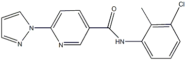 N-(3-Chloro-2-methylphenyl)-6-(1H-pyrazol-1-yl)-3-pyridinecarboxamide,957499-04-6,结构式