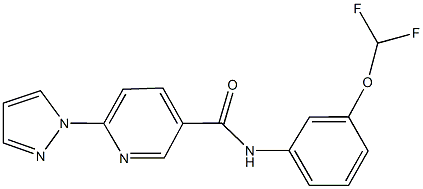 N-[3-(difluoromethoxy)phenyl]-6-(1H-pyrazol-1-yl)nicotinamide,957499-18-2,结构式