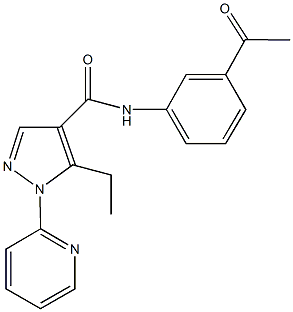 N-(3-acetylphenyl)-5-ethyl-1-(2-pyridinyl)-1H-pyrazole-4-carboxamide Struktur