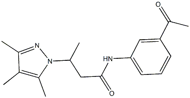 N-(3-acetylphenyl)-3-(3,4,5-trimethyl-1H-pyrazol-1-yl)butanamide 结构式