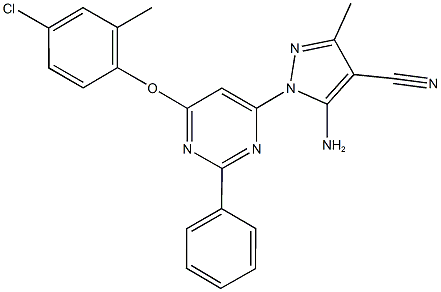 5-amino-1-[6-(4-chloro-2-methylphenoxy)-2-phenylpyrimidin-4-yl]-3-methyl-1H-pyrazole-4-carbonitrile,957505-69-0,结构式
