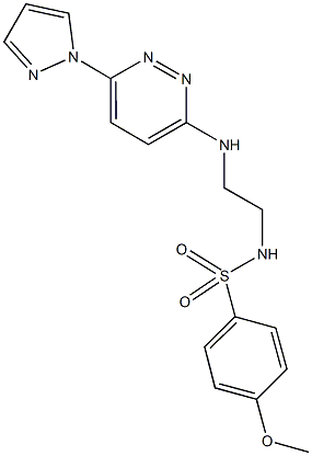 4-methoxy-N-(2-{[6-(1H-pyrazol-1-yl)-3-pyridazinyl]amino}ethyl)benzenesulfonamide Struktur