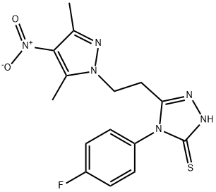 4-(4-fluorophenyl)-3-(2-{4-nitro-3,5-dimethyl-1H-pyrazol-1-yl}ethyl)-5-sulfanyl-4H-1,2,4-triazole|