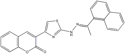 3-(2-{2-[1-(1-naphthyl)ethylidene]hydrazino}-1,3-thiazol-4-yl)-2H-chromen-2-one,957512-22-0,结构式