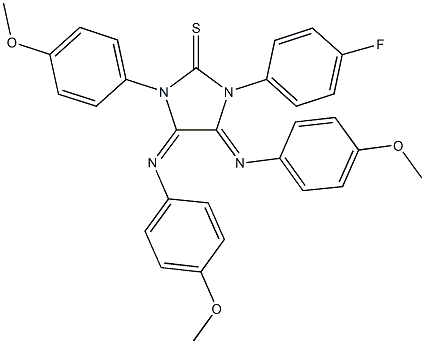 1-(4-fluorophenyl)-3-(4-methoxyphenyl)-4,5-bis[(4-methoxyphenyl)imino]imidazolidine-2-thione Structure