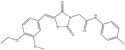2-[5-(4-ethoxy-3-methoxybenzylidene)-2,4-dioxo-1,3-thiazolidin-3-yl]-N-(4-methylphenyl)acetamide Struktur