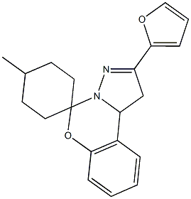2-(2-furyl)-1,10b-dihydro-1'-methylspiro(pyrazolo[1,5-c][1,3]benzoxazine-5,4'-cyclohexane),,结构式