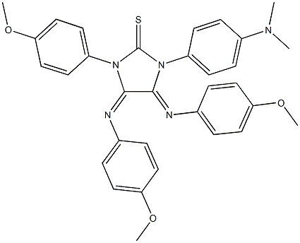 1-[4-(dimethylamino)phenyl]-3-(4-methoxyphenyl)-4,5-bis[(4-methoxyphenyl)imino]imidazolidine-2-thione Structure