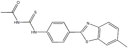 N-acetyl-N'-[4-(6-methyl-1,3-benzothiazol-2-yl)phenyl]thiourea Structure